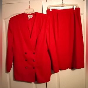 2 pc. Double breasted Worthington red suit with skirt size 14